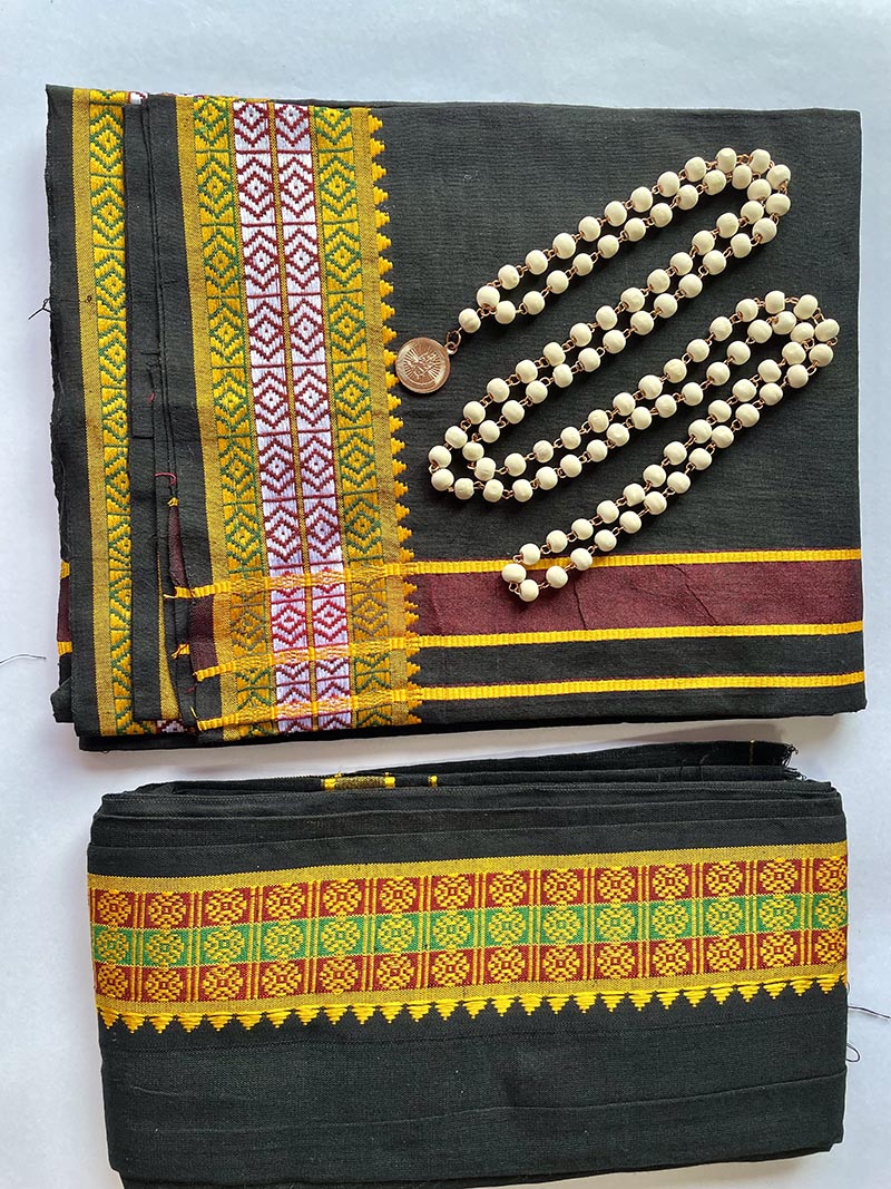 Dhoti Shalya and Tulasi mala set Ayyappa Swamy Sri Raghavendra Pooja Bhandar